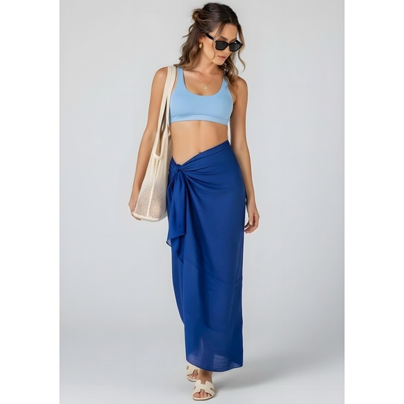 Monday Swimwear Other - MONDAY SWIMWEAR St. Tropez Linen-Blend Sarong, Cobalt, OS